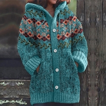 Etnisk Retro Stil Boho Mønstret Cardigan
