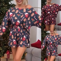 Trendig tvådelad set med mönstrad skjorta och shorts