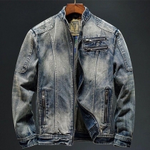 Jacka i vintagestil med dragkedja och krage