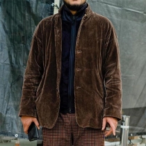 Retro Corduroy Jacka i Kort Modell