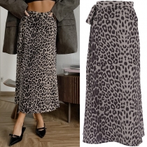 Streetwear leopardmönstrad omlottkjol