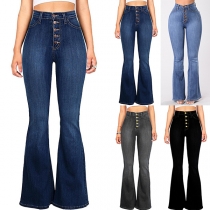 Trendiga Slim Fit Högmidjade vintage tvättade jeans
