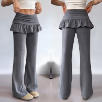 Byxset – trendiga utsvängda volangbyxor med medelhög midja