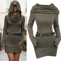 Trendig långärmad hoodie med draperad halsringning