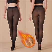 Mjukt plyschfodrade termotights för dam – varma vintertights 2-pack