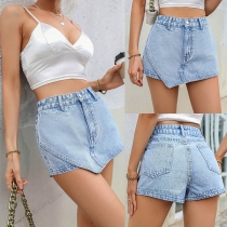 Damskjorta i lätt tvättad denim med påsydda bröstfickor