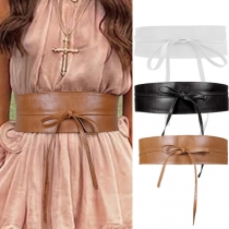 Brett midjebälte med obi-korsett för kvinnor – självknytande omlottbälte till klänningar och blusar