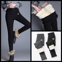 Mode enfärgade Leggings med hög midja i plyschfoder