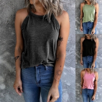Sexy Off-shooulder Solid Color Halter Sling Top