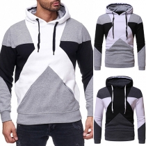 Fashion Contrast Color Long Sleeve Hooded Sweatshirt