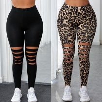 High Waist Ripped Stretch Leggings