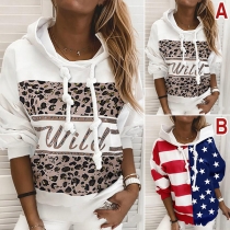 Fashion Long Sleeve Hooded Printed Sweatshirt
