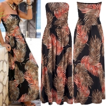 Sexy Strapless High Waist Printed Maxi Dress