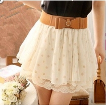 Nice Lace Wave Point Skirt With The Belt
