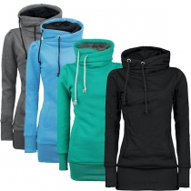 Fashion Solid Color Long Sleeve Slim Fit Hoodies