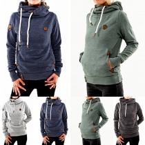 Fashion Solid Color Long Sleeve Women's Casual Hoodies